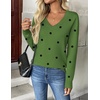 Zeagoo Women’s 2026 Fall V Neck Sweaters Long Sleeve Tops Fashion Clothing(Polka Dot-green)