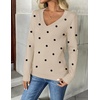Zeagoo Women’s 2026 Fall V Neck Sweaters Long Sleeve Tops Fashion Clothing(Polka Dot-khaki)