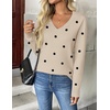 Zeagoo Women’s 2026 Fall V Neck Sweaters Long Sleeve Tops Fashion Clothing(Polka Dot-khaki)