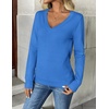 Zeagoo Women’s 2026 Fall V Neck Sweaters Long Sleeve Tops Fashion Clothing(Sky Blue)