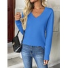 Zeagoo Women’s 2026 Fall V Neck Sweaters Long Sleeve Tops Fashion Clothing(Sky Blue)