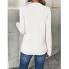 Zeagoo Women’s 2026 Fall V Neck Sweaters Long Sleeve Tops Fashion Clothing(White)