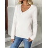 Zeagoo Women’s 2026 Fall V Neck Sweaters Long Sleeve Tops Fashion Clothing(White)