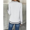 Zeagoo Women’s 2026 Fall V Neck Sweaters Long Sleeve Tops Fashion Clothing(White Stripe)