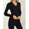 Zeagoo Womens 2026 Sweater Tops Long Sleeve V Neck Ribbed Knit Slim Fitted Casual Work Basic Shirts S-XXL(Black)