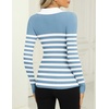 Zeagoo Womens 2026 Sweater Tops Long Sleeve V Neck Ribbed Knit Slim Fitted Casual Work Basic Shirts S-XXL(Blue White Stripe)