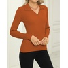 Zeagoo Womens 2026 Sweater Tops Long Sleeve V Neck Ribbed Knit Slim Fitted Casual Work Basic Shirts S-XXL(Caramel)