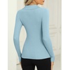 Zeagoo Womens 2026 Sweater Tops Long Sleeve V Neck Ribbed Knit Slim Fitted Casual Work Basic Shirts S-XXL(Clear Blue)