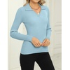 Zeagoo Womens 2026 Sweater Tops Long Sleeve V Neck Ribbed Knit Slim Fitted Casual Work Basic Shirts S-XXL(Clear Blue)