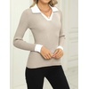 Zeagoo Womens 2026 Sweater Tops Long Sleeve V Neck Ribbed Knit Slim Fitted Casual Work Basic Shirts S-XXL(Pat3)