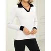Zeagoo Womens 2026 Sweater Tops Long Sleeve V Neck Ribbed Knit Slim Fitted Casual Work Basic Shirts S-XXL(Pat4)