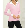 Zeagoo Womens 2026 Sweater Tops Long Sleeve V Neck Ribbed Knit Slim Fitted Casual Work Basic Shirts S-XXL(Pat5)