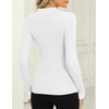 Zeagoo Womens 2026 Sweater Tops Long Sleeve V Neck Ribbed Knit Slim Fitted Casual Work Basic Shirts S-XXL(White)