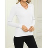 Zeagoo Womens 2026 Sweater Tops Long Sleeve V Neck Ribbed Knit Slim Fitted Casual Work Basic Shirts S-XXL(White)