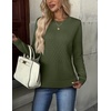 Zeagoo Womens Fall Sweaters Long Sleeve Crew Neck Ribbed Knit Pullover Tops(A Army Green)