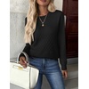 Zeagoo Womens Fall Sweaters Long Sleeve Crew Neck Ribbed Knit Pullover Tops(A Black)