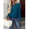 Zeagoo Womens Fall Sweaters Long Sleeve Crew Neck Ribbed Knit Pullover Tops(A Blue)
