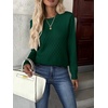 Zeagoo Womens Fall Sweaters Long Sleeve Crew Neck Ribbed Knit Pullover Tops(A Green)