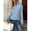 Zeagoo Womens Fall Sweaters Long Sleeve Crew Neck Ribbed Knit Pullover Tops(A Light Blue)