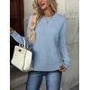 Zeagoo Womens Fall Sweaters Long Sleeve Crew Neck Ribbed Knit Pullover Tops(A Light Blue)