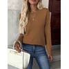 Zeagoo Womens Fall Sweaters Long Sleeve Crew Neck Ribbed Knit Pullover Tops(A Light Brown)