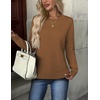 Zeagoo Womens Fall Sweaters Long Sleeve Crew Neck Ribbed Knit Pullover Tops(A Light Brown)