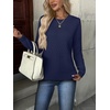Zeagoo Womens Fall Sweaters Long Sleeve Crew Neck Ribbed Knit Pullover Tops(A Navy Blue)