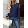 Zeagoo Womens Fall Sweaters Long Sleeve Crew Neck Ribbed Knit Pullover Tops(A Navy Blue)