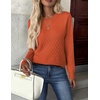 Zeagoo Womens Fall Sweaters Long Sleeve Crew Neck Ribbed Knit Pullover Tops(A Orange)