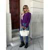 Zeagoo Womens Fall Sweaters Long Sleeve Crew Neck Ribbed Knit Pullover Tops(A Purple)