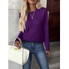 Zeagoo Womens Fall Sweaters Long Sleeve Crew Neck Ribbed Knit Pullover Tops(A Purple)