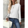 Zeagoo Womens Fall Sweaters Long Sleeve Crew Neck Ribbed Knit Pullover Tops(A White)