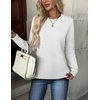 Zeagoo Womens Fall Sweaters Long Sleeve Crew Neck Ribbed Knit Pullover Tops(A White)