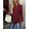 Zeagoo Womens Fall Sweaters Long Sleeve Crew Neck Ribbed Knit Pullover Tops(A Wine Red)