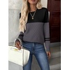 Zeagoo Womens Fall Sweaters Long Sleeve Crew Neck Ribbed Knit Pullover Tops(Black-gray)
