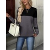 Zeagoo Womens Fall Sweaters Long Sleeve Crew Neck Ribbed Knit Pullover Tops(Black-gray)