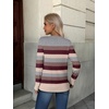 Zeagoo Womens Fall Sweaters Long Sleeve Crew Neck Ribbed Knit Pullover Tops(Colorblock 276)