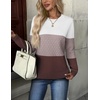Zeagoo Womens Fall Sweaters Long Sleeve Crew Neck Ribbed Knit Pullover Tops(Colorblock 284)