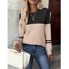 Zeagoo Womens Fall Sweaters Long Sleeve Crew Neck Ribbed Knit Pullover Tops(Colorblock 724)
