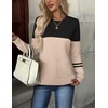 Zeagoo Womens Fall Sweaters Long Sleeve Crew Neck Ribbed Knit Pullover Tops(Colorblock 724)