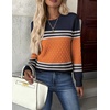 Zeagoo Womens Fall Sweaters Long Sleeve Crew Neck Ribbed Knit Pullover Tops(Orange)