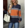 Zeagoo Womens Fall Sweaters Long Sleeve Crew Neck Ribbed Knit Pullover Tops(Orange)