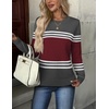 Zeagoo Womens Fall Sweaters Long Sleeve Crew Neck Ribbed Knit Pullover Tops(Red Black)