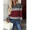 Zeagoo Womens Fall Sweaters Long Sleeve Crew Neck Ribbed Knit Pullover Tops(Red Black)