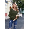 Zeagoo Womens Sweaters Cute Long Sleeve Off The Shoulder Pullover Tops Hollow Out Crochet Dressy Casual Outfits(A-army Green)