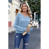 Zeagoo Womens Sweaters Cute Long Sleeve Off The Shoulder Pullover Tops Hollow Out Crochet Dressy Casual Outfits(A-baby Blue)