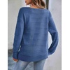 Zeagoo Womens Sweaters Cute Long Sleeve Off The Shoulder Pullover Tops Hollow Out Crochet Dressy Casual Outfits(A-blue)