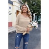 Zeagoo Womens Sweaters Cute Long Sleeve Off The Shoulder Pullover Tops Hollow Out Crochet Dressy Casual Outfits(A-dark Apricot)