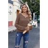 Zeagoo Womens Sweaters Cute Long Sleeve Off The Shoulder Pullover Tops Hollow Out Crochet Dressy Casual Outfits(A-dark Brown)