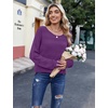 Zeagoo Womens Sweaters Cute Long Sleeve Off The Shoulder Pullover Tops Hollow Out Crochet Dressy Casual Outfits(A-dark Purple)